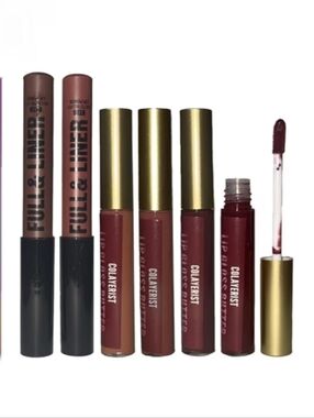 6Pcs Lip Liner and Gloss Set, 2 Matte Liners with 4 Shiny Glosses